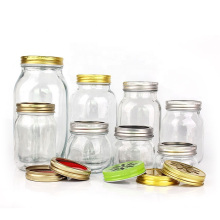 Customization Different Capacity Wide Mouth Glass Mason Jar with Split Type Lid for Food Beverage Storage